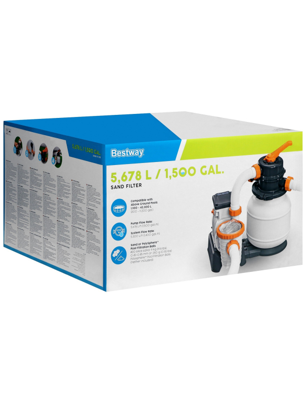 Фильтр-насос для бассейнов песочный 220-240V, 5678 л/ч, 58497 Bestway