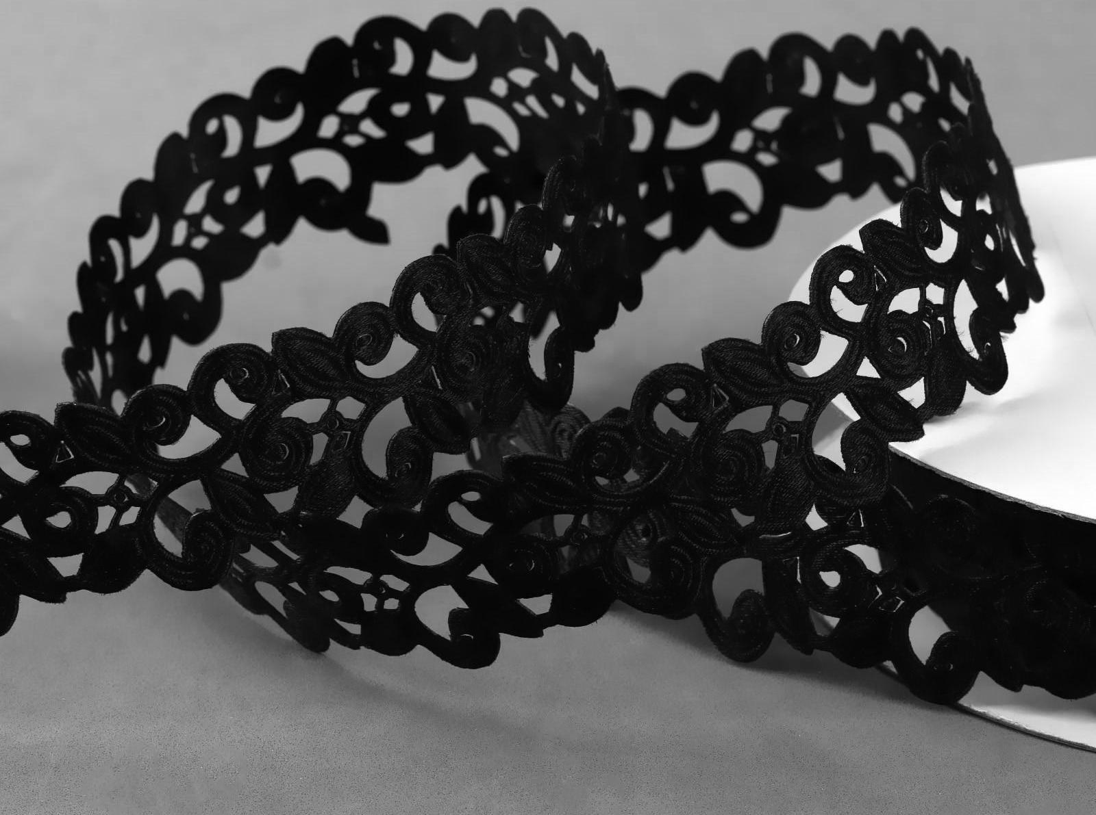 Лента фигурная «Вьюнчик», 25 мм, 9 ± 0,5 м, цвет чёрный