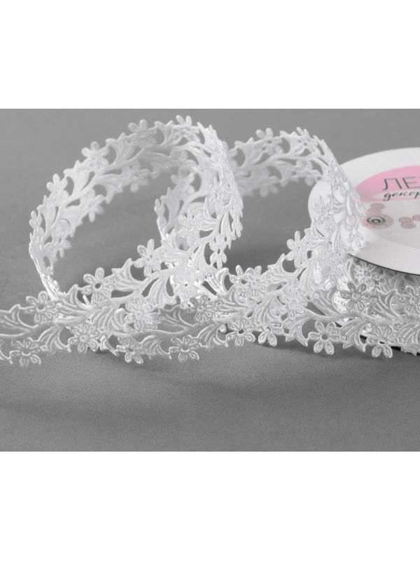 Лента фигурная «Ромашки», 25 мм, 9 ± 0,5 м, цвет белый