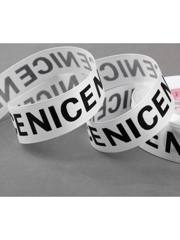 Лента репсовая «Nice», 25 мм, 23 ± 1 м, цвет чёрный/белый