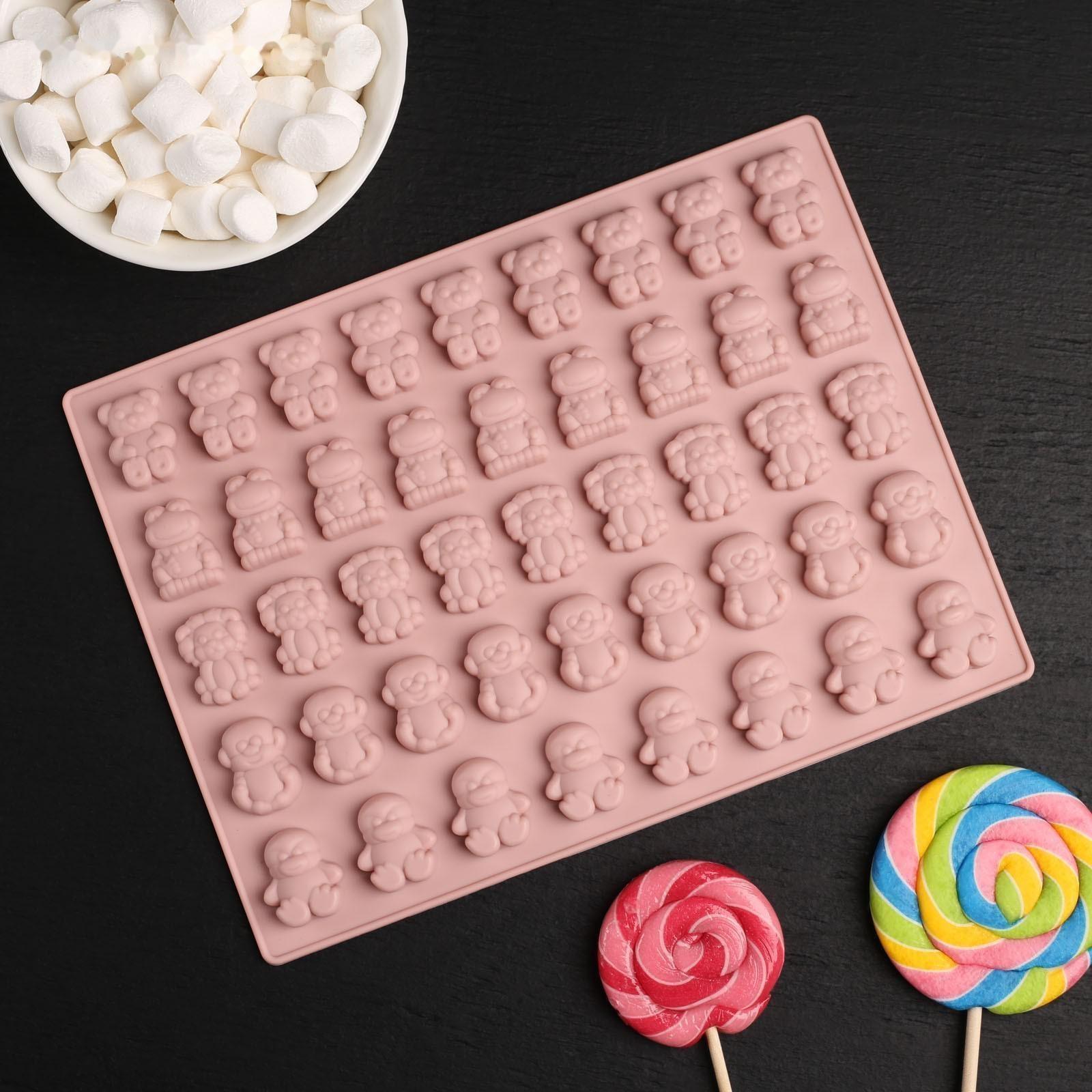 Форма для мармелада Доляна «Зоопарк», 20×15×1 см, 44 ячеек, цвет МИКС