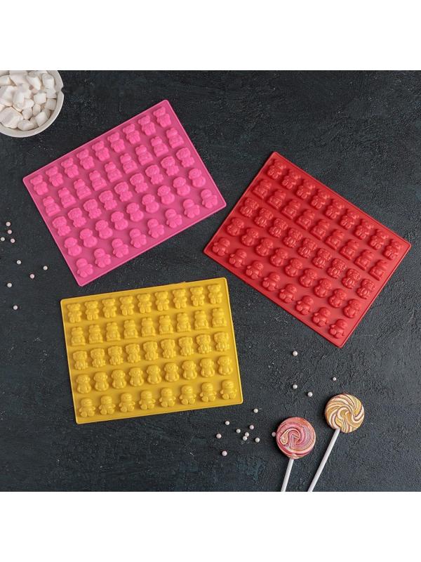 Форма для мармелада Доляна «Зоопарк», 20×15×1 см, 44 ячеек, цвет МИКС