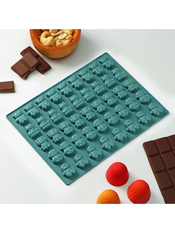 Форма для мармелада Доляна «Зоопарк», 20×15×1 см, 44 ячеек, цвет МИКС