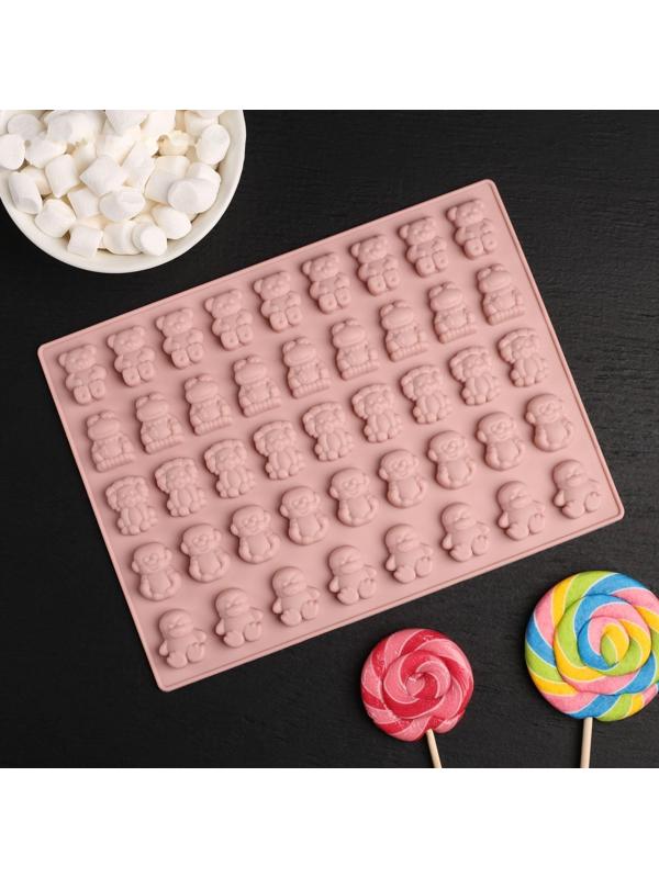 Форма для мармелада Доляна «Зоопарк», 20×15×1 см, 44 ячеек, цвет МИКС