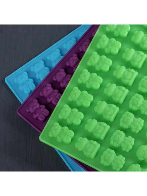 Форма для мармелада Доляна «Зоопарк», 20×15×1 см, 44 ячеек, цвет МИКС