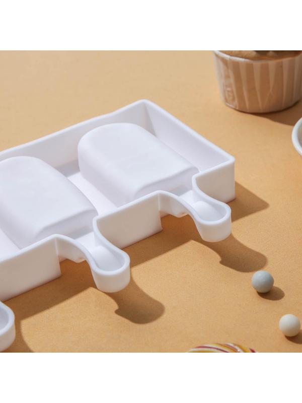 Форма для мороженого «Эскимо со сладостями», 3 ячейки (7×4,2 см), 19,5×17,7 см, цвет МИКС