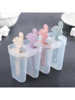 Форма для мороженого «Фламинго», 14,5×12×5,5 см, 4 ячейки, цвет МИКС