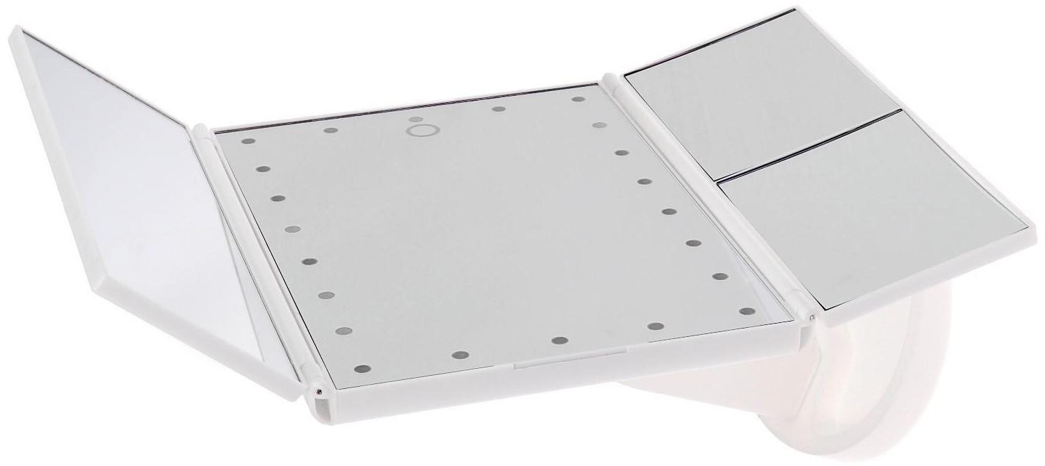 Зеркало LuazON KZ-07, подсветка, 30×18×7 см, 22 диода, 4хААА, (не в комплекте), белое