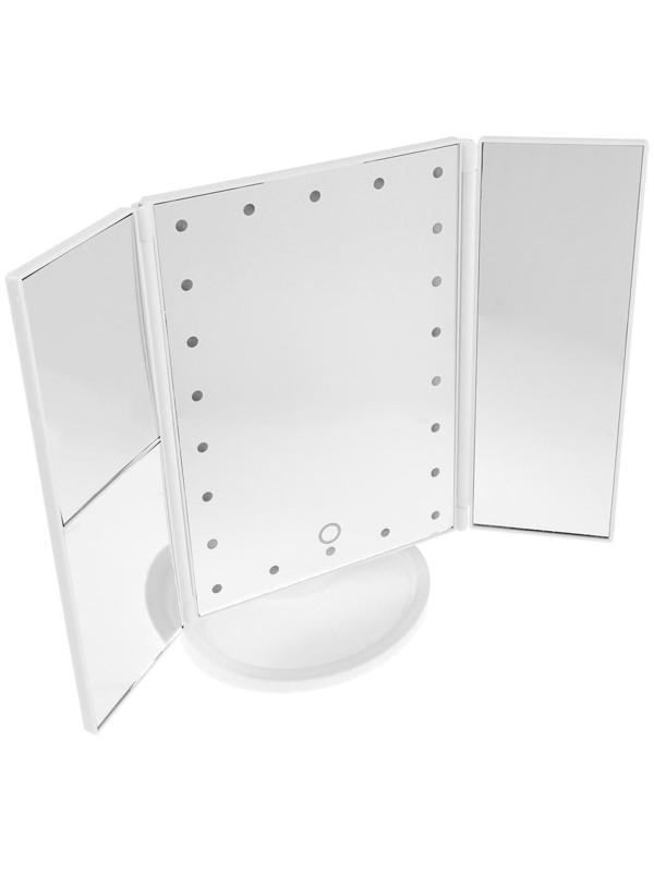 Зеркало LuazON KZ-07, подсветка, 30×18×7 см, 22 диода, 4хААА, (не в комплекте), белое