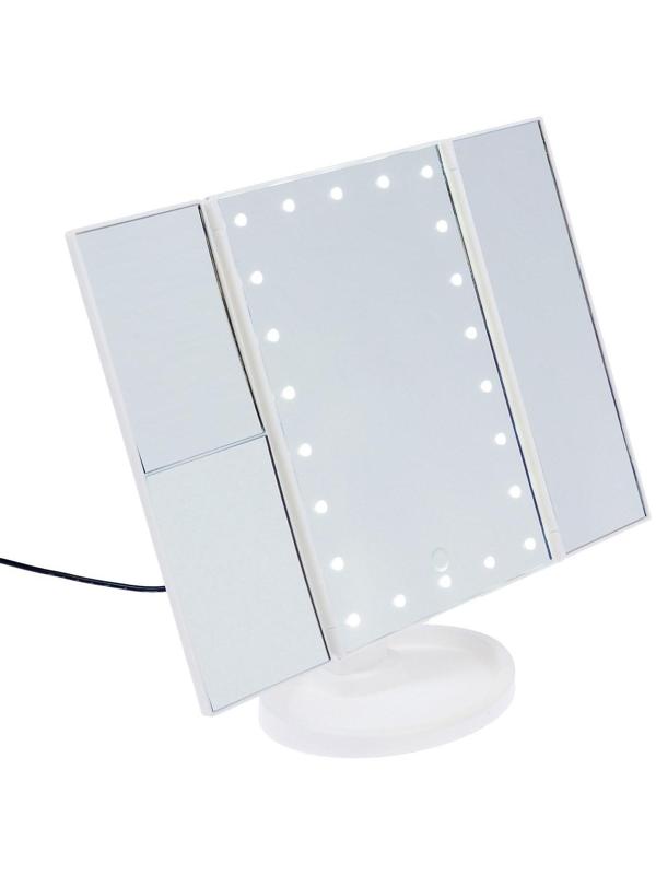 Зеркало LuazON KZ-07, подсветка, 30×18×7 см, 22 диода, 4хААА, (не в комплекте), белое