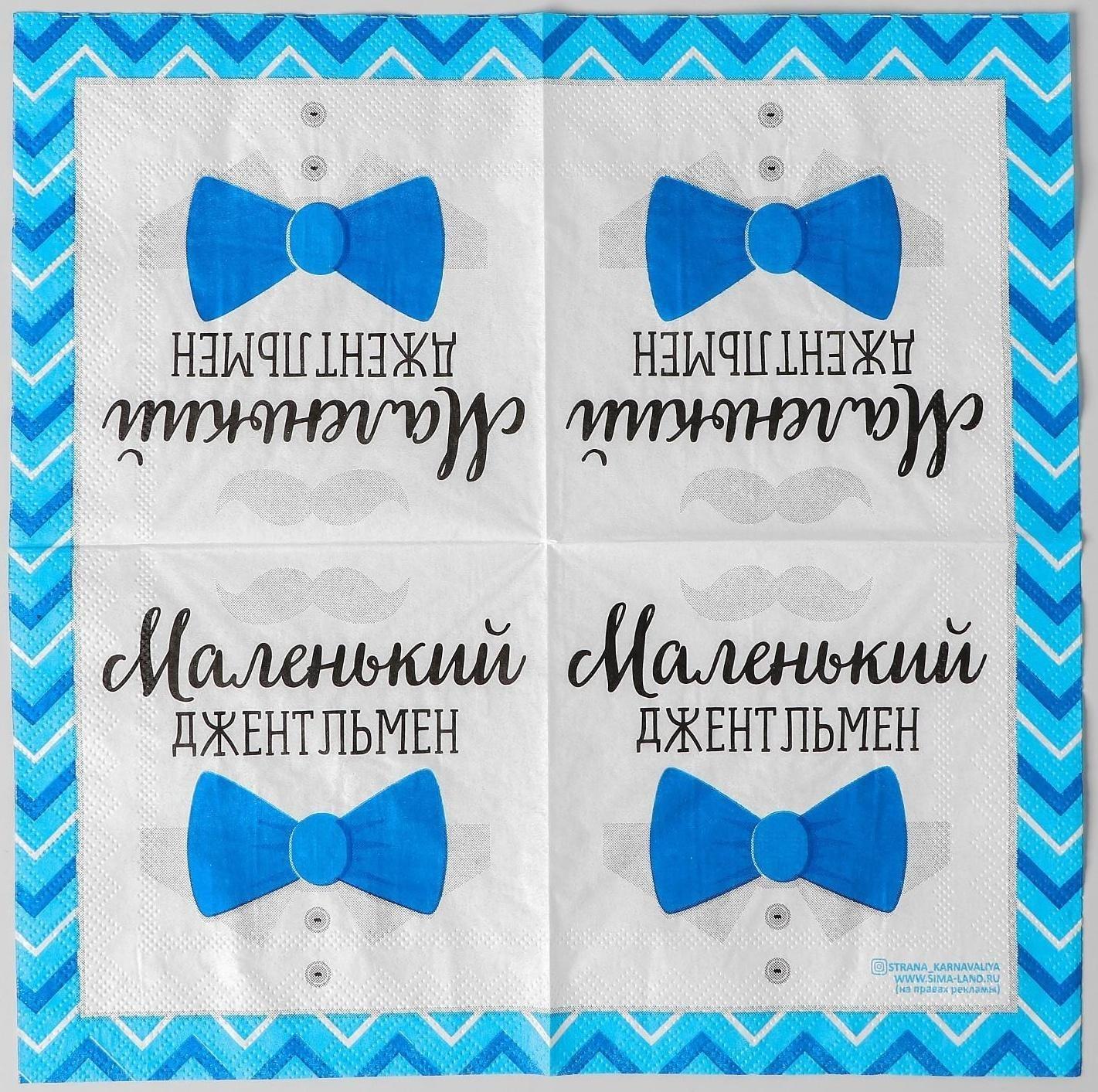 Cалфетки «Маленький джентльмен», 25х25 см, набор 20 шт.