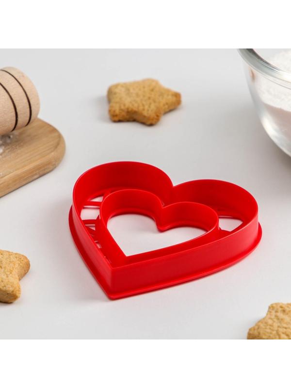 Форма для вырезки теста «Сердце», 6,3×6,6×1,5 см, цвет красный