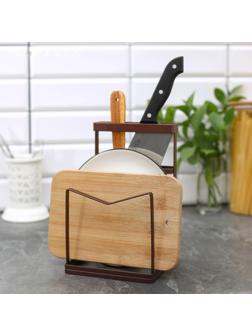 Подставка для ножей и разделочных досок Доляна «Лофт», 13,5×12,5×21,5 см, цвет коричневый