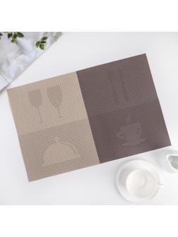 Салфетка сервировочная на стол «Ресторан», 40×30 см, цвет коричневый