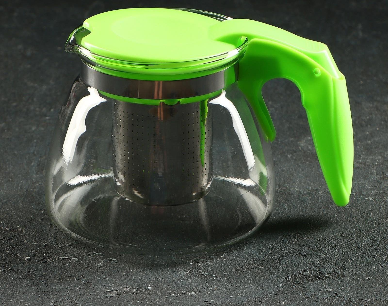 Чайник стеклянный заварочный «Джулиан», 700 мл, с металлическим ситом, цвет МИКС