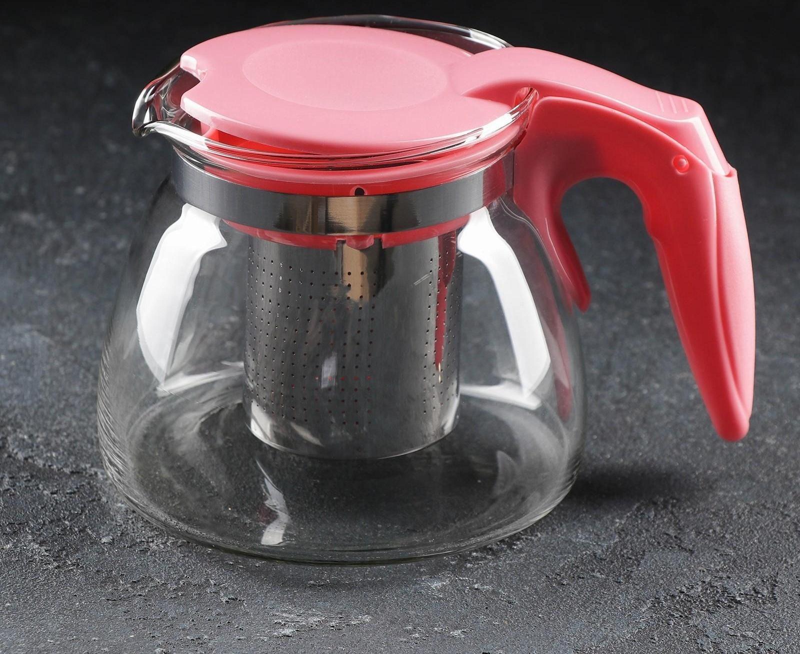 Чайник стеклянный заварочный «Джулиан», 700 мл, с металлическим ситом, цвет МИКС