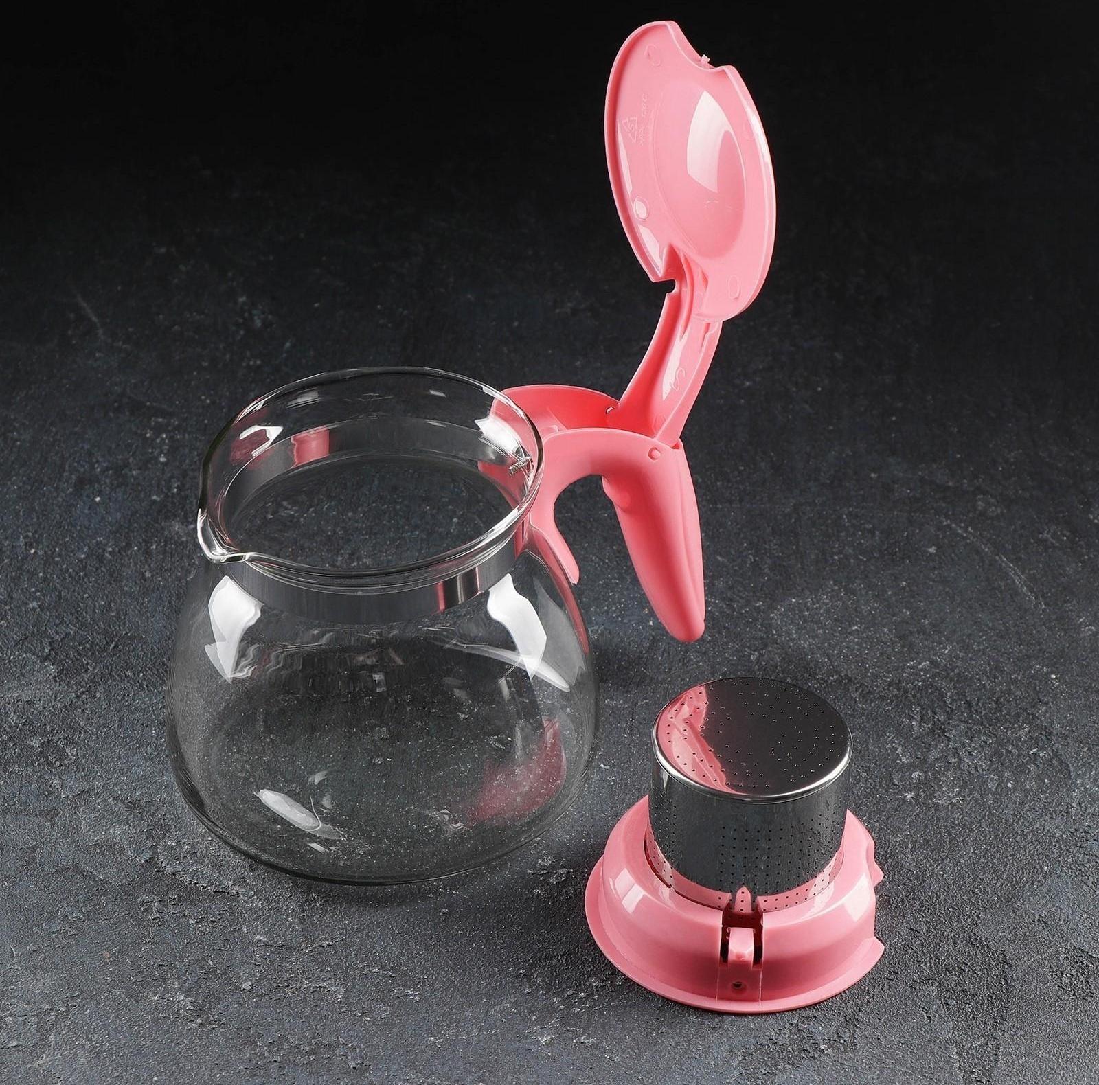 Чайник стеклянный заварочный «Джулиан», 700 мл, с металлическим ситом, цвет МИКС