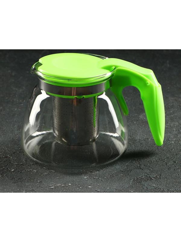 Чайник стеклянный заварочный «Джулиан», 700 мл, с металлическим ситом, цвет МИКС