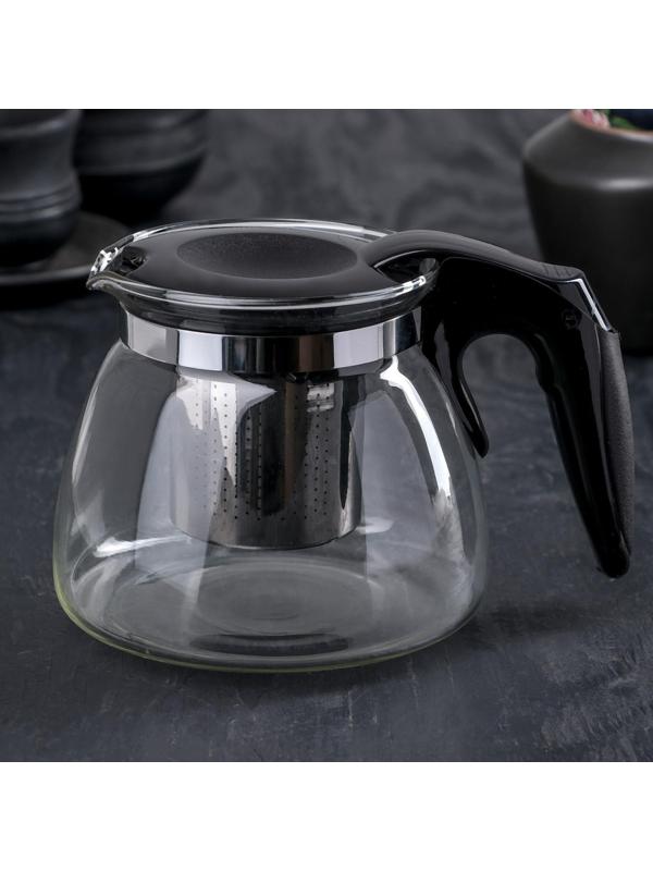 Чайник стеклянный заварочный «Джулиан», 700 мл, с металлическим ситом, цвет МИКС