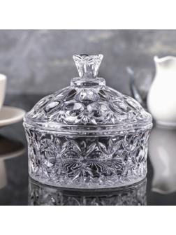 Сахарница стеклянная «Круги», 250 мл, 10,5×10,5 см, с крышкой