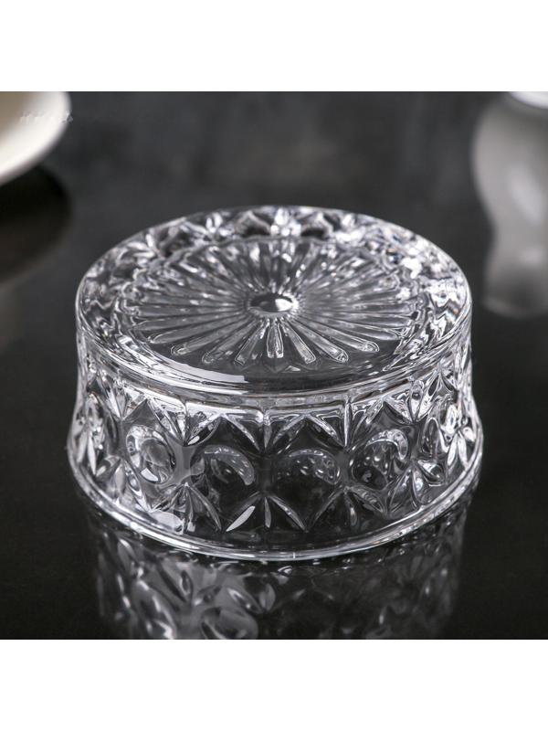 Сахарница стеклянная «Круги», 250 мл, 10,5×10,5 см, с крышкой