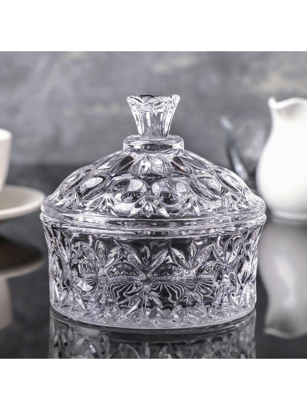 Сахарница стеклянная «Круги», 250 мл, 10,5×10,5 см, с крышкой