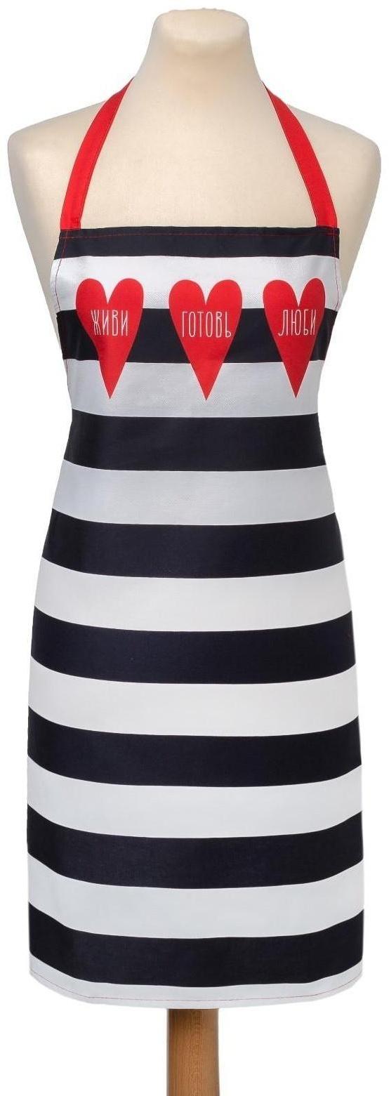 Фартук «Этель: Живи.Готовь:.Люби.» 70х60 см, 100% хлопок, саржа 190 гр/м²