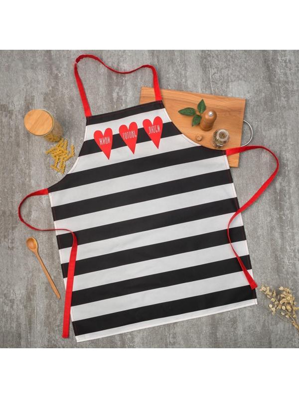 Фартук «Этель: Живи.Готовь:.Люби.» 70х60 см, 100% хлопок, саржа 190 гр/м²