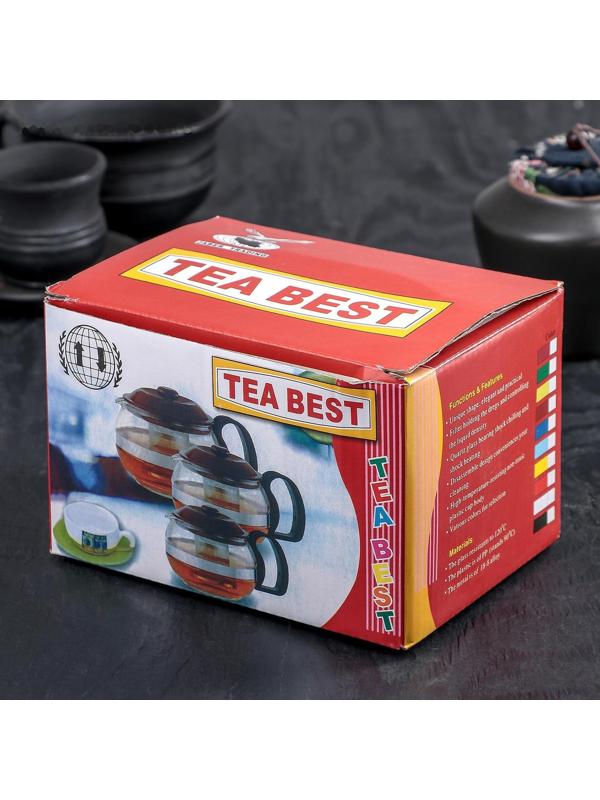 Чайник стеклянный заварочный «Бруно», 750 л, 16×11,5×13 см, с металлическим ситом, цвет коричневый