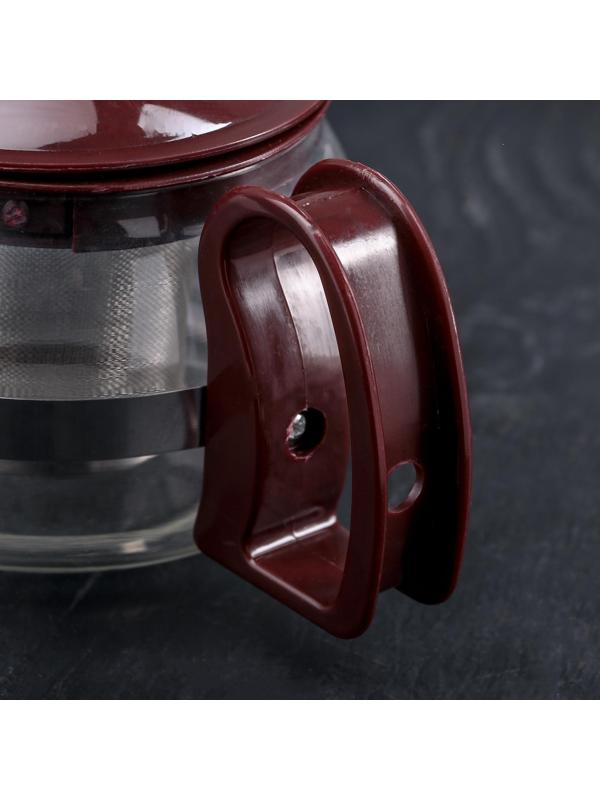 Чайник стеклянный заварочный «Бруно», 750 л, 16×11,5×13 см, с металлическим ситом, цвет коричневый