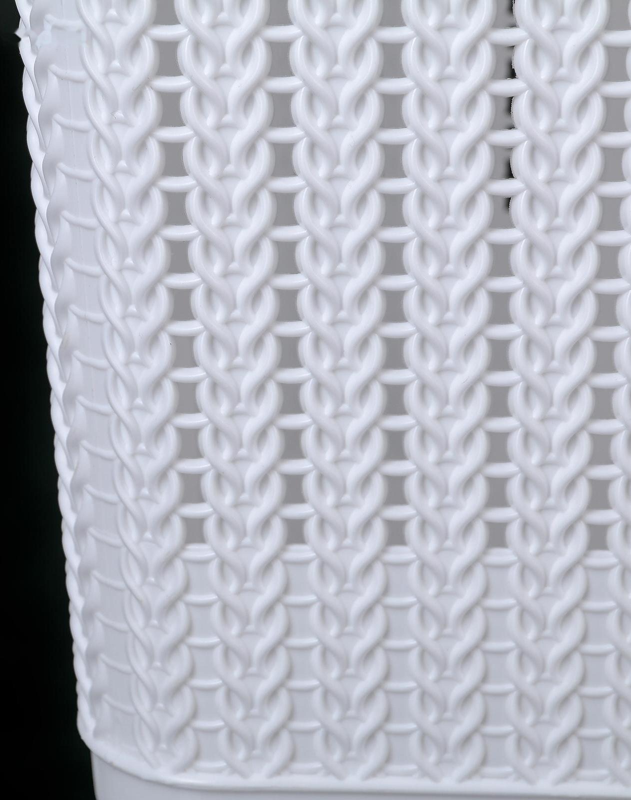 Корзина бельевая с крышкой «Вязаное плетение», 25 л, 37×27,5×46,5 см, цвет белый