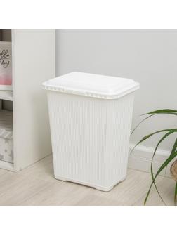 Корзина бельевая с крышкой «Вязаное плетение», 25 л, 37×27,5×46,5 см, цвет белый