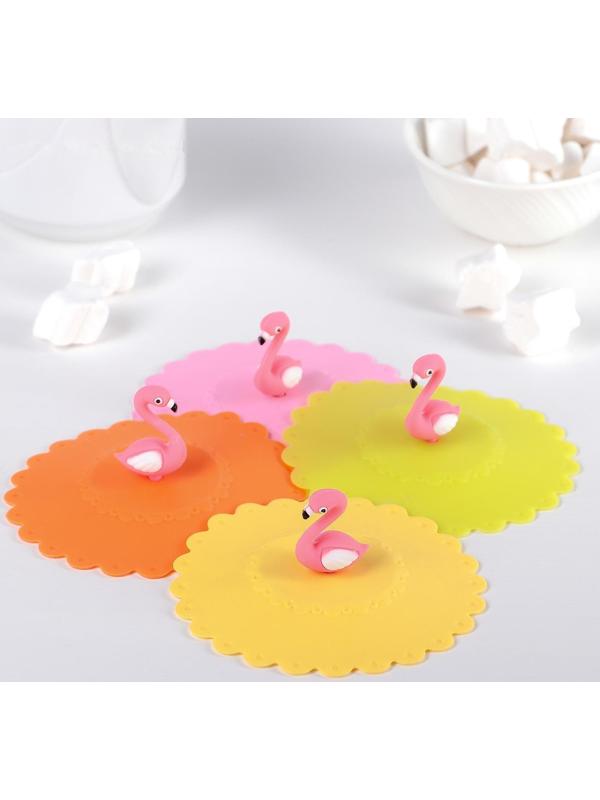 Крышка-непроливайка силиконовая Доляна «Фламинго», d=11 см, цвет МИКС