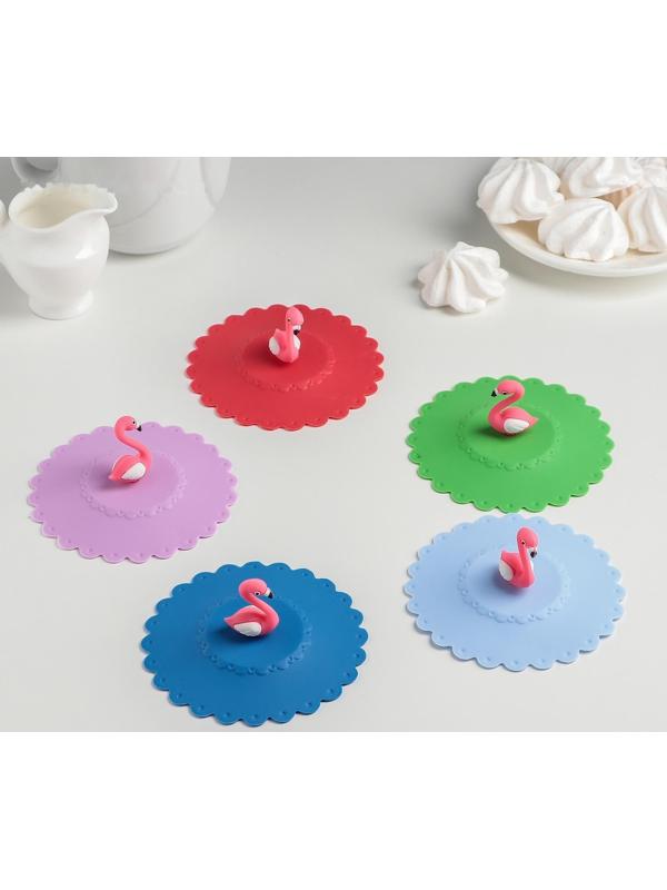 Крышка-непроливайка силиконовая Доляна «Фламинго», d=11 см, цвет МИКС