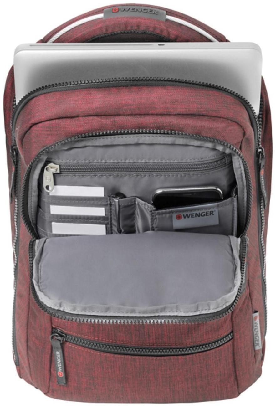 Рюкзак молодёжный Wenger, 41 х 26 х 19 см, 14л, эргономичная спинка, бордовый