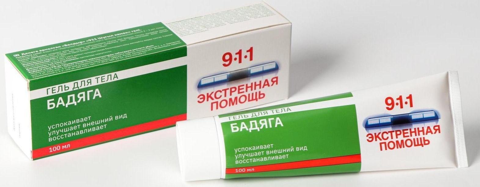 Гель-бальзам 911 «Бадяга» от синяков и ушибов, 100 мл