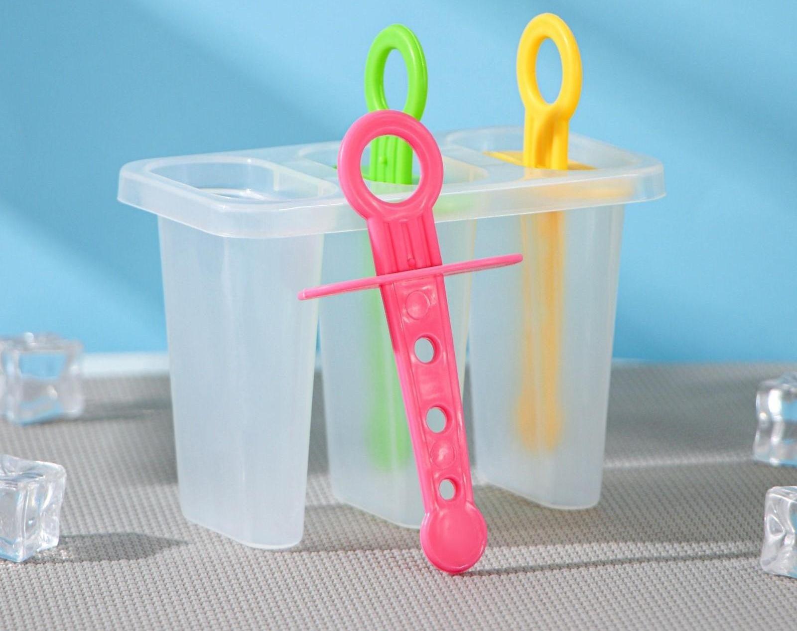 Форма для мороженого «Симпл», 11×11×6,5 см, 3 ячейки, цвет МИКС