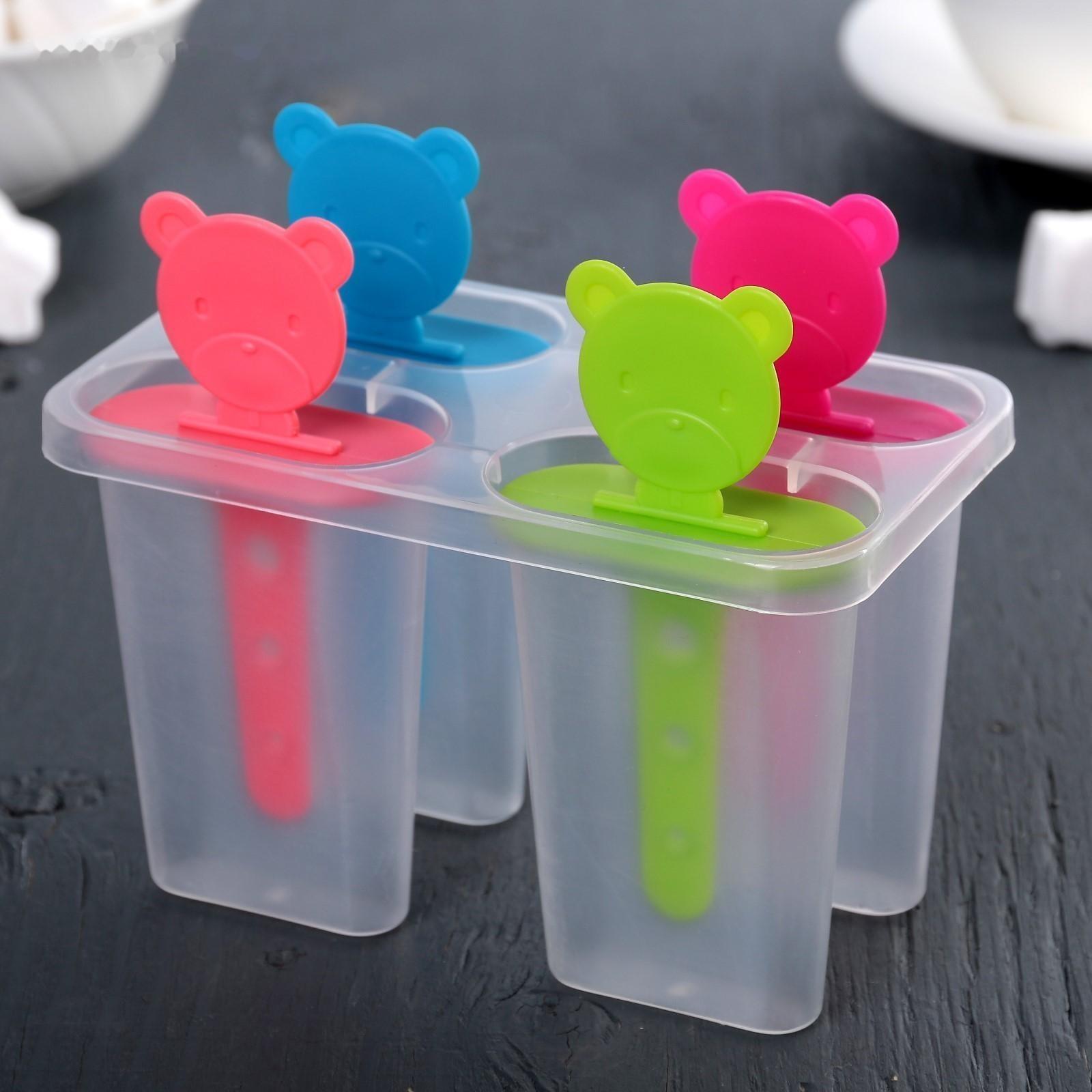 Форма для мороженого «Медвежонок», 13×11,5×7,5 см, 4 ячейки, цвет МИКС