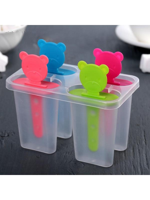 Форма для мороженого «Медвежонок», 13×11,5×7,5 см, 4 ячейки, цвет МИКС