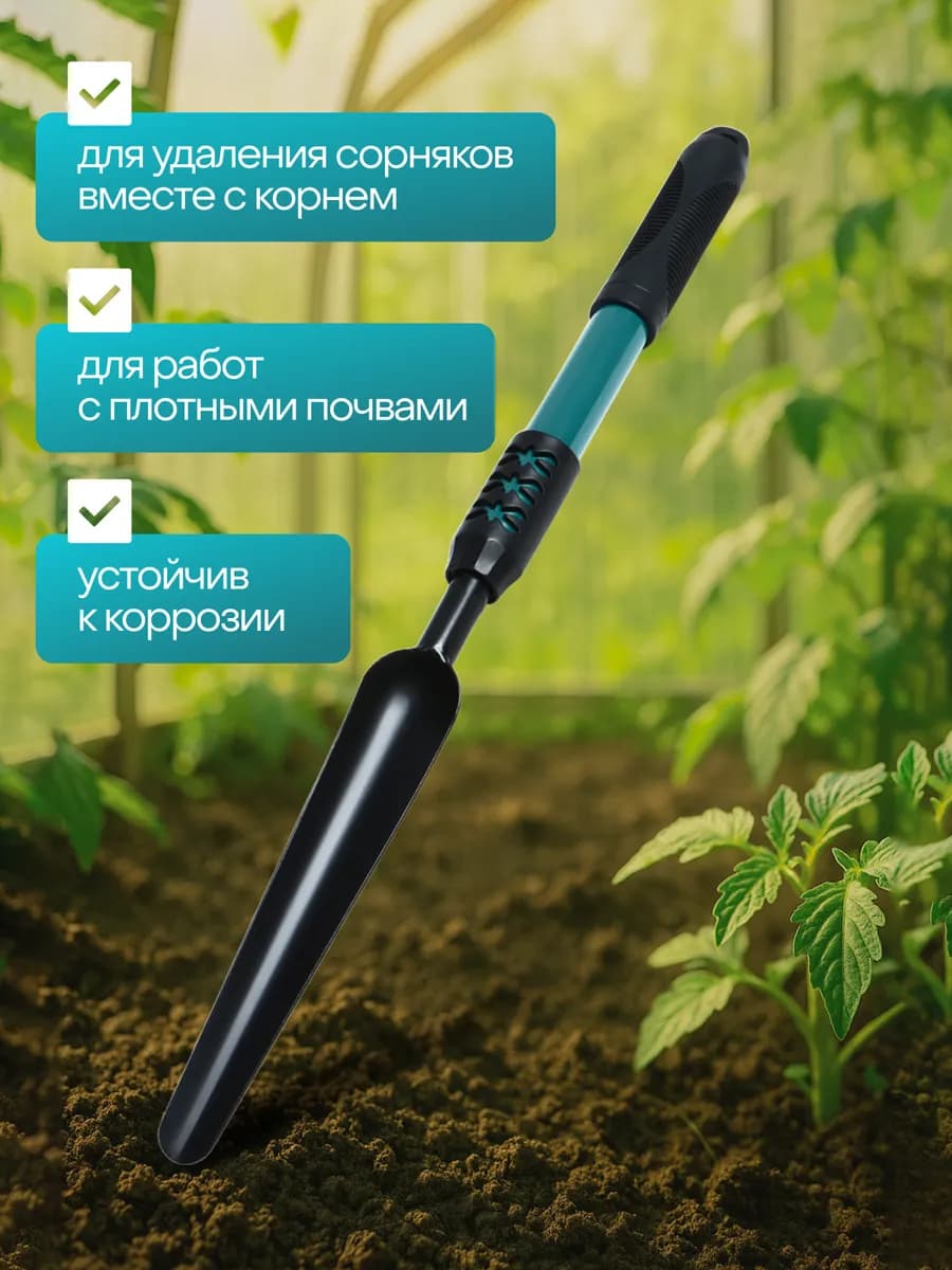 Корнеудалитель, длина 49 см, прорезиненная ручка