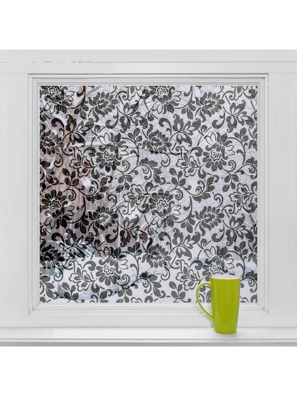 Витражная плёнка «Орнамент», 45×200 см, цвет чёрный