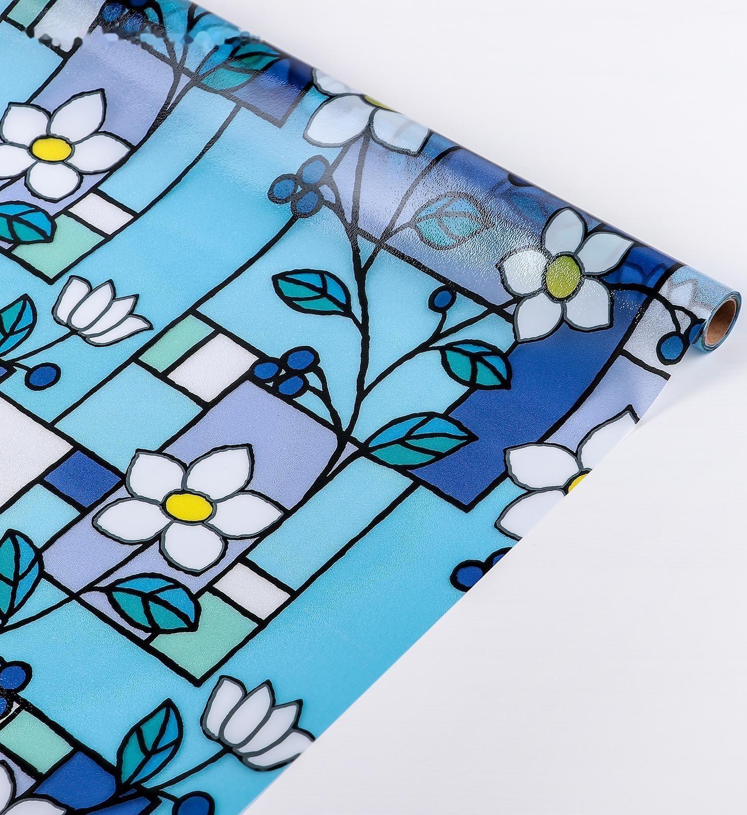 Витражная плёнка «Мозаика из цветов», 45×200 см