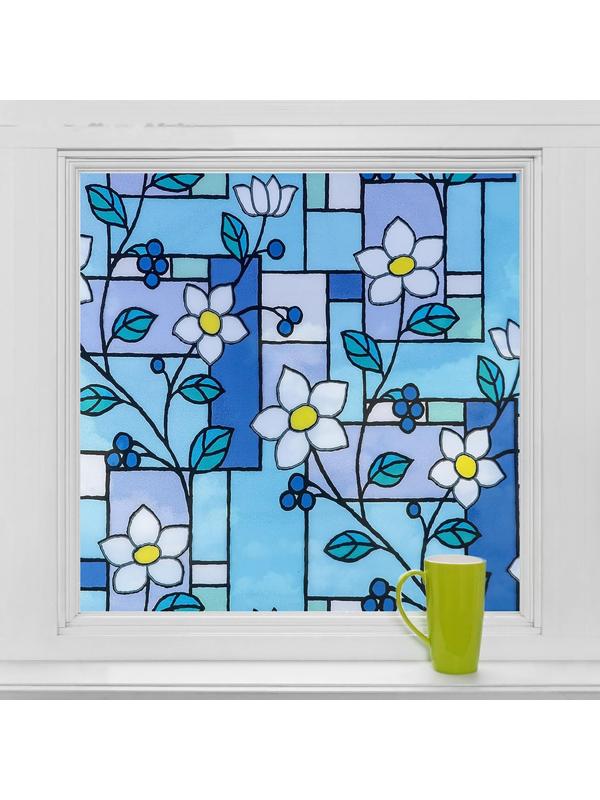 Витражная плёнка «Мозаика из цветов», 45×200 см