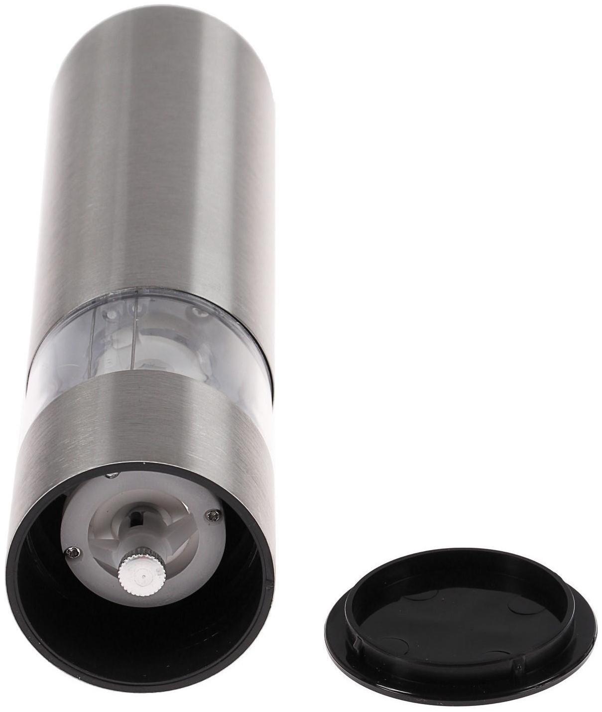 Мельница электрическая Luazon LET-002, металл, от батареек, серебристая