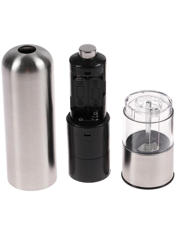 Мельница электрическая Luazon LET-002, металл, от батареек, серебристая