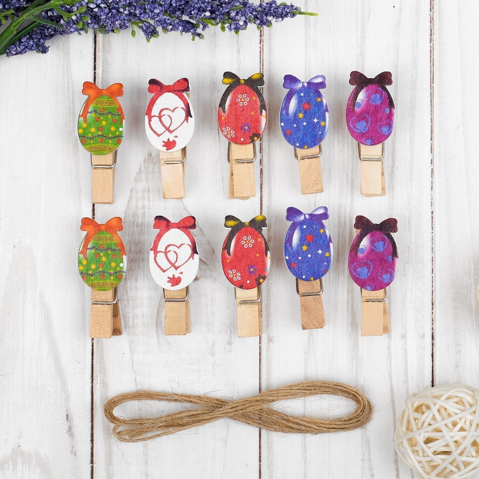 Прищепки декоративные с веревкой для подвеса  