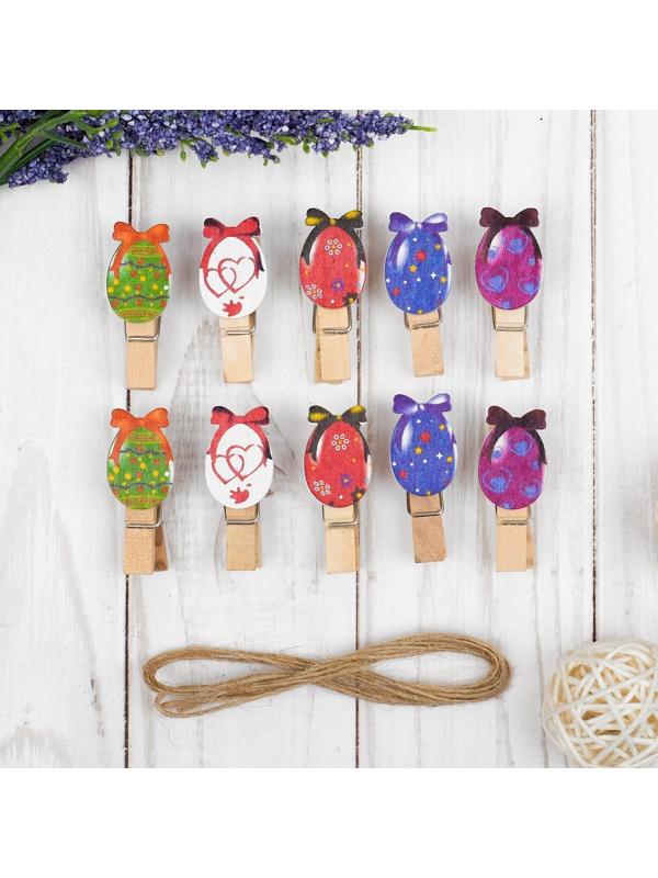 Прищепки декоративные с веревкой для подвеса  