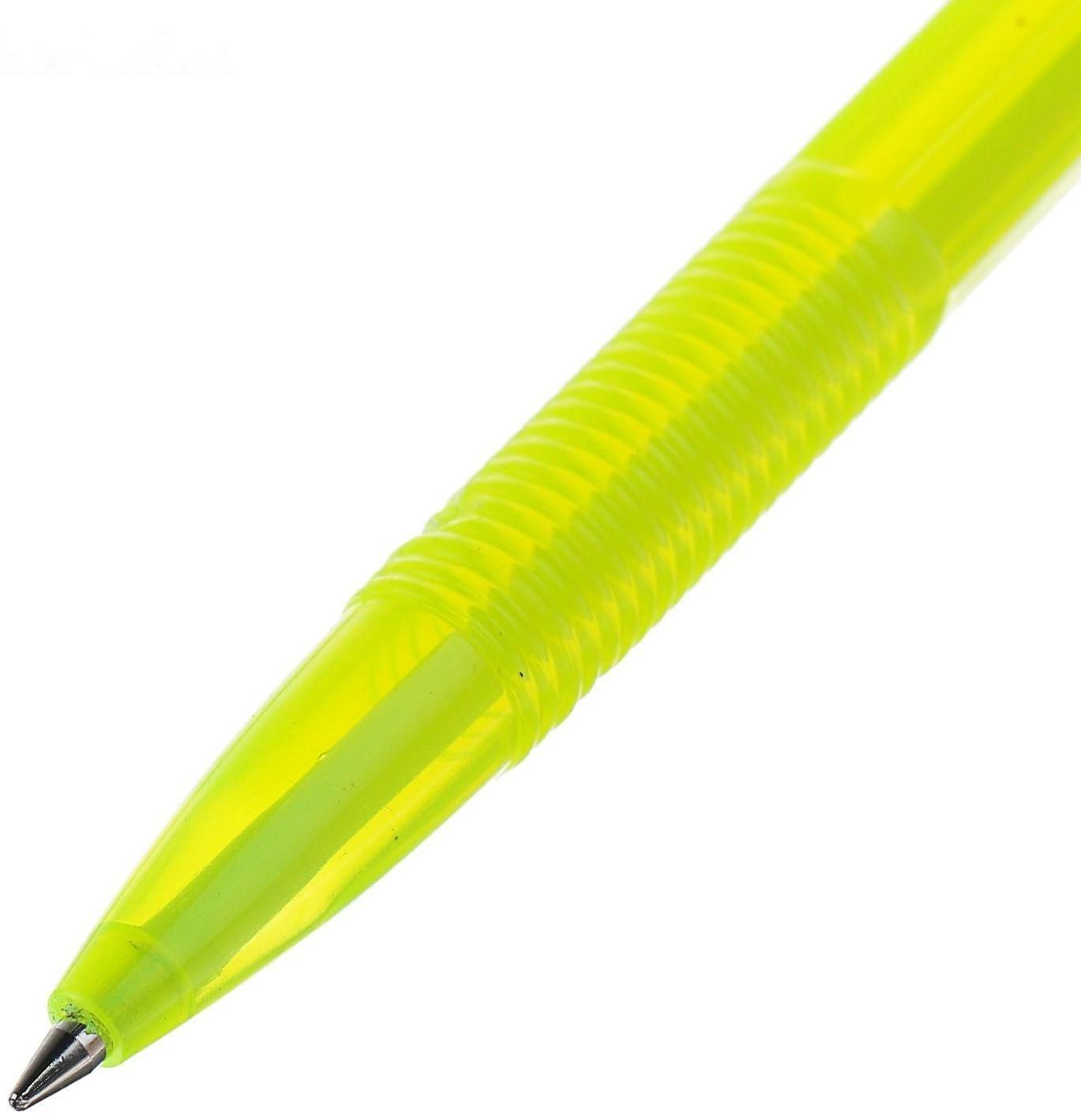 Ручка шариковая LANCER Office Style 820, игольчатый узел 0.5 мм, чернила синие, корпус жёлтый неон