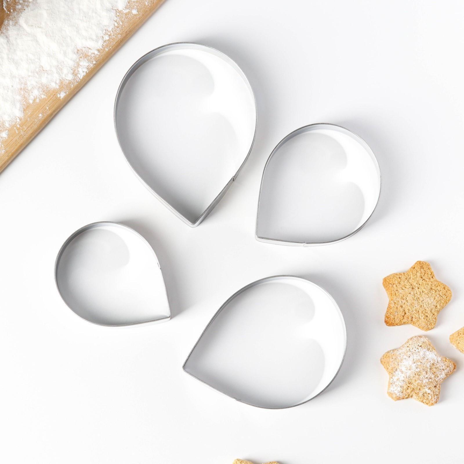 Набор форм для вырезания печенья «Лепестки розы», 9,6×7,7 см, 4 шт, цвет хромированный