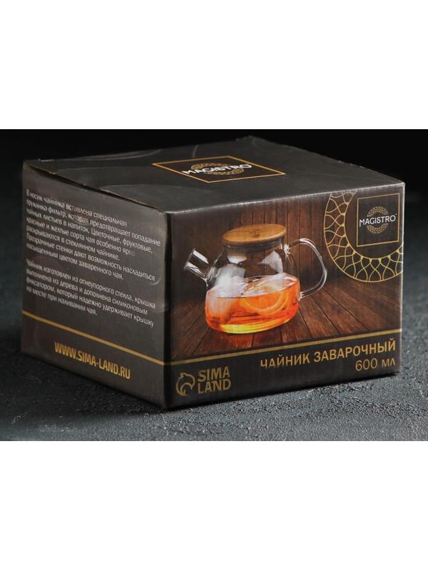 Чайник стеклянный заварочный «Эко», 600 мл, металлическое сито